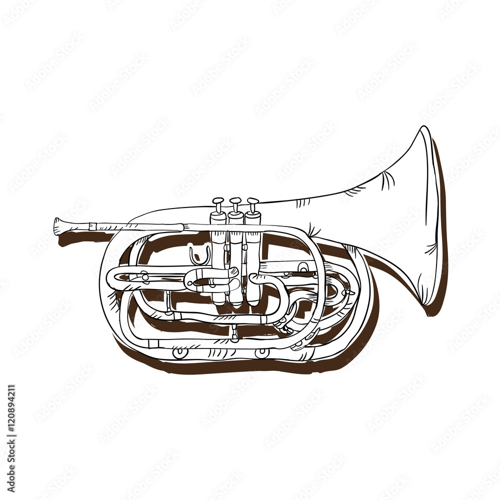 Obraz premium trumpet musical instrument. traditional music element. vector illustration
