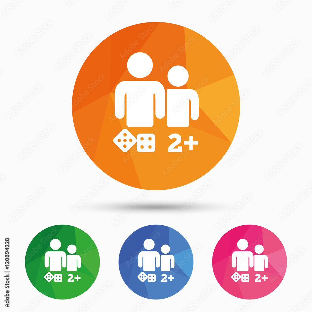 Board games sign icon. Two plus players symbol. Board games sign icon. Two plus players symbol.
