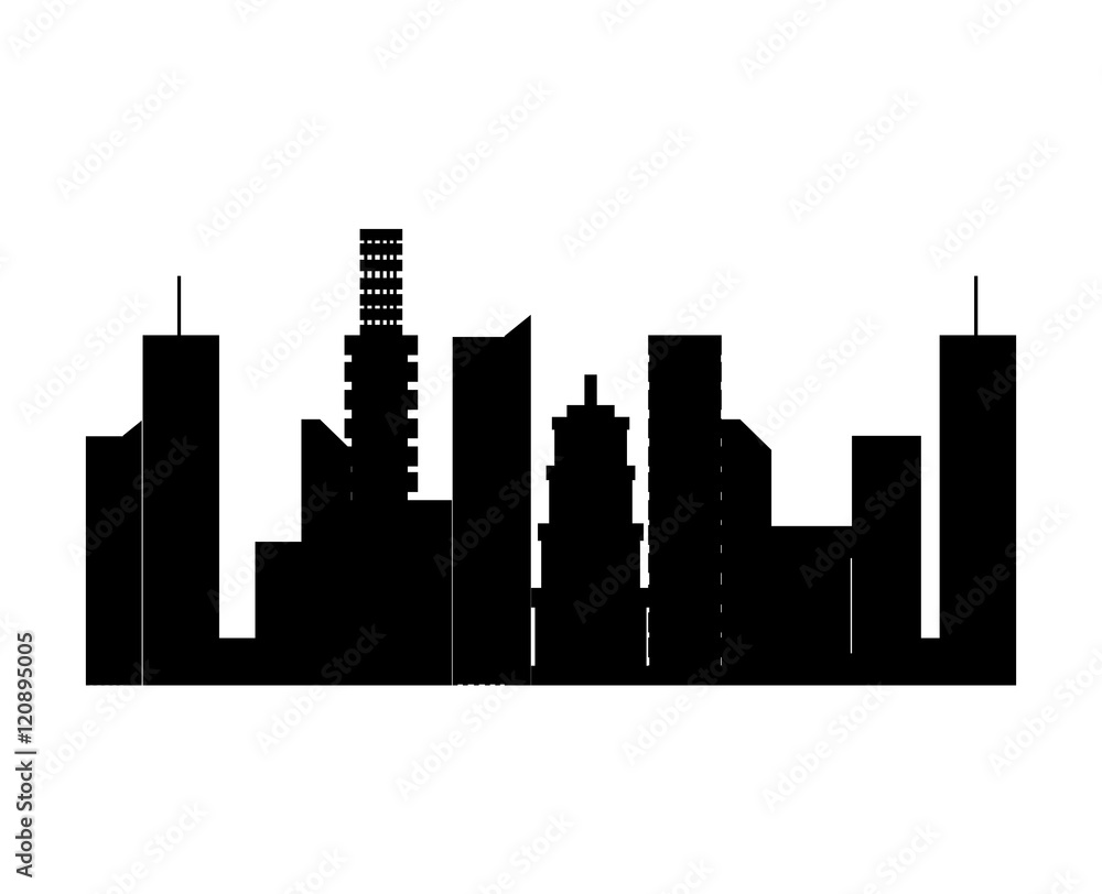 urban city towers buildings architecture. silhouette vector illustration