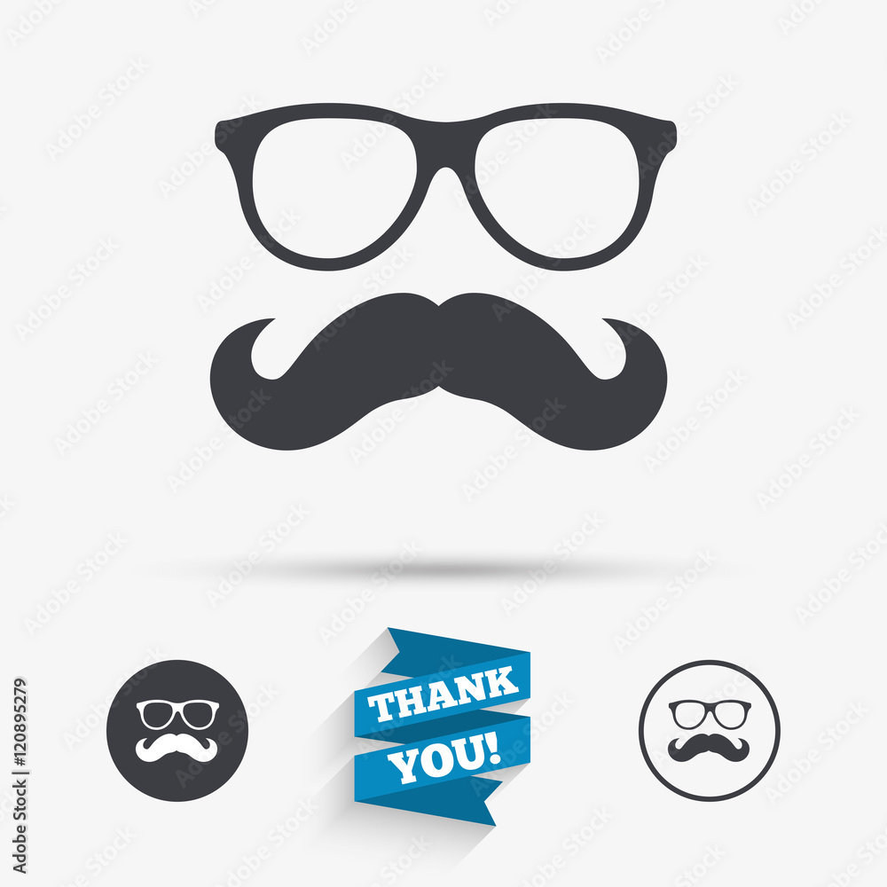Mustache and Glasses sign icon. Hipster symbol. Mustache and Glasses sign icon. Hipster symbol.