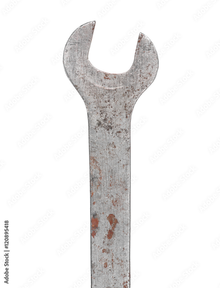 Old rusty wrench, isolated on white background Old rusty wrench, isolated on white background