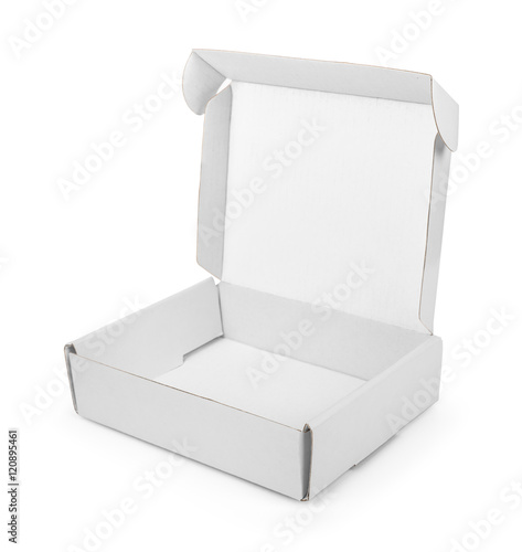 white open cardboard box isolated on white background