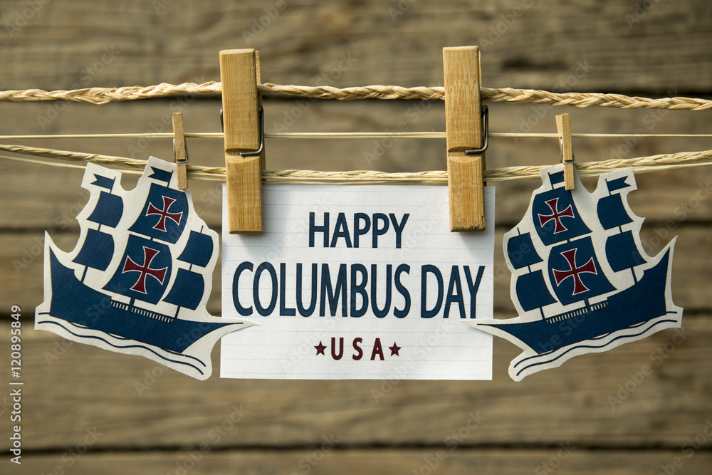 Obraz premium Happy Columbus day greeting card or background.