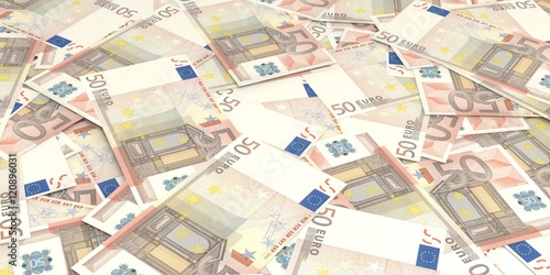 50 euros banknotes. 3d illustration