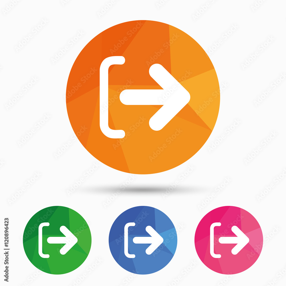 Logout sign icon. Log out symbol. Arrow. Logout sign icon. Log out symbol. Arrow.