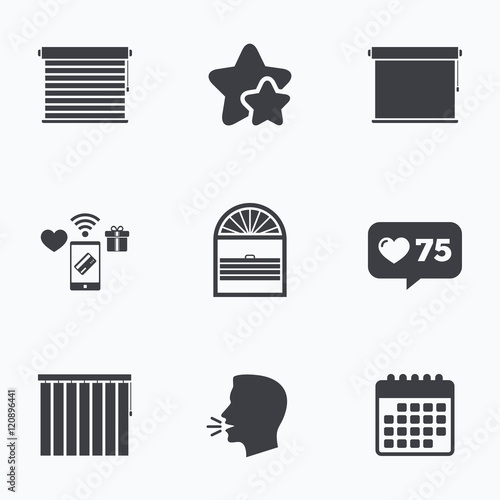 Louvers icons. Plisse, vertical and rolls.