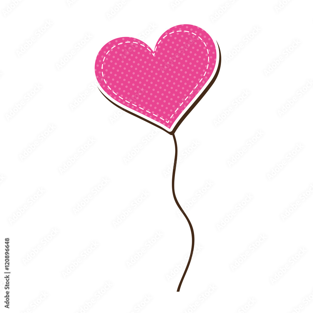 pink balloon heart shape. love romance passion symbol. vector illustration