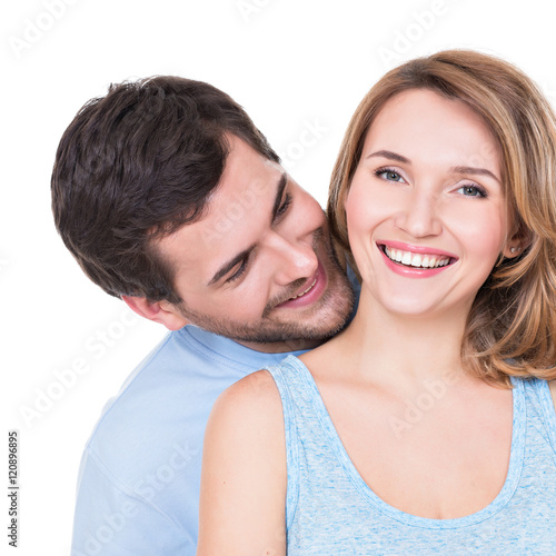 Closeup portrait of beautiful happy couple.