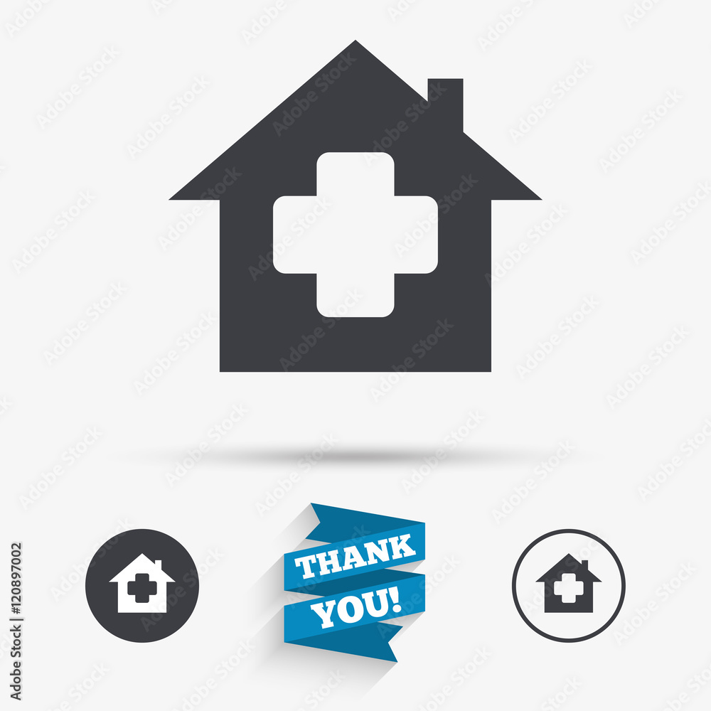 Medical hospital sign icon. Home medicine symbol Medical hospital sign icon. Home medicine symbol