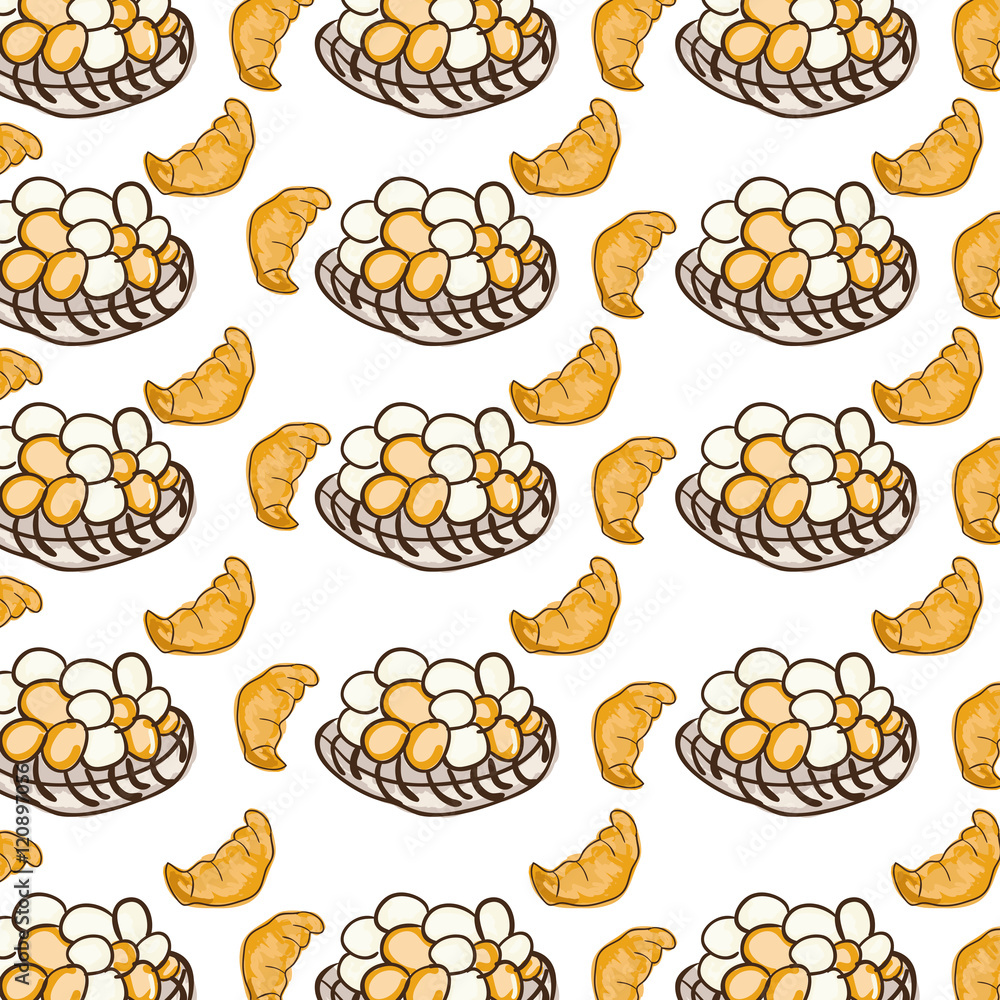 croissant bread bakery food product background. drawn design. vector illustration croissant bread bakery food product background. drawn design. vector illustration