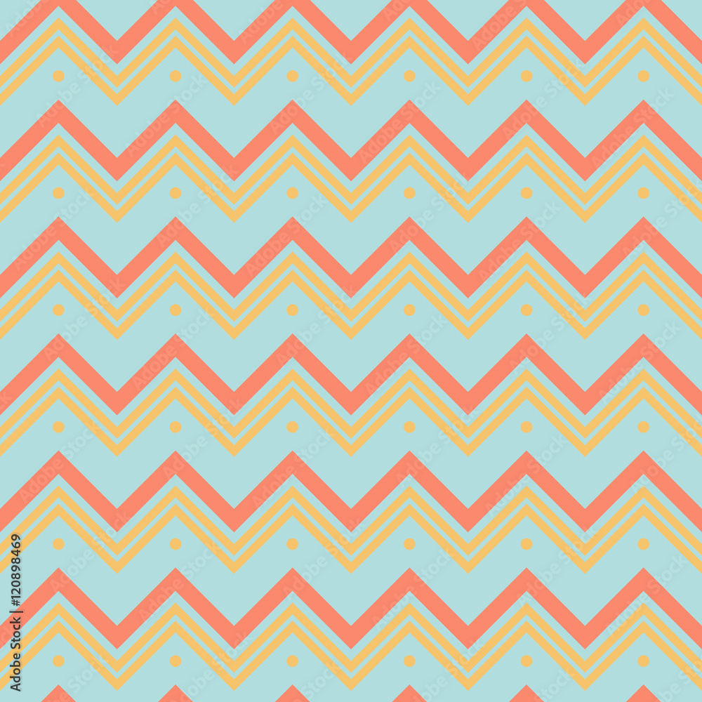 Seamless chevron pattern in pastel blue, orange and red.
Seamless chevron pattern in pastel blue, orange and red.