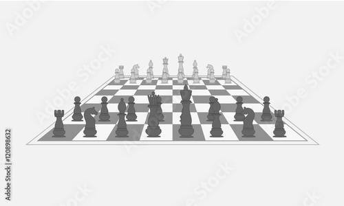 Chess pieces on the chess board. Vector