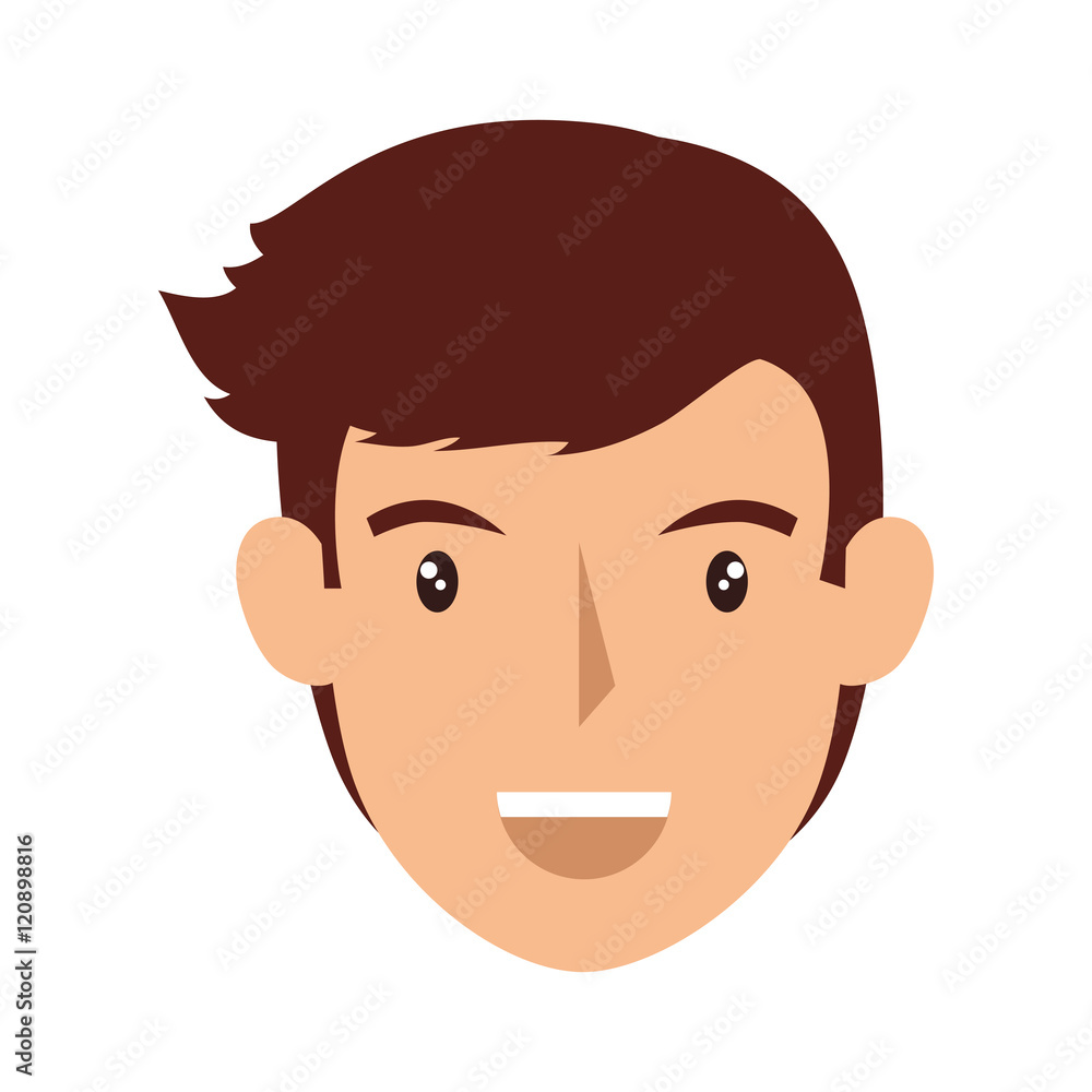 avatar man face smiling cartoon. male person. vector illustration