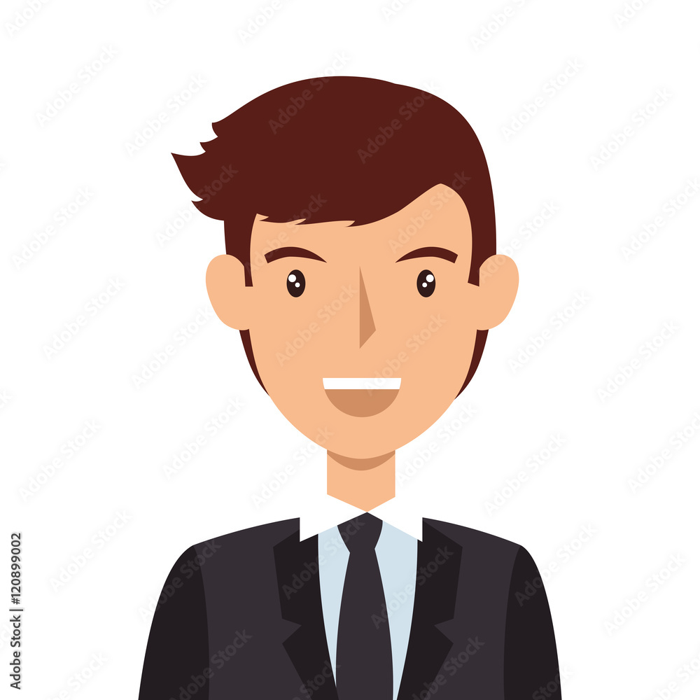 avatar man face smiling cartoon. wearing suit and tie. vector illustration