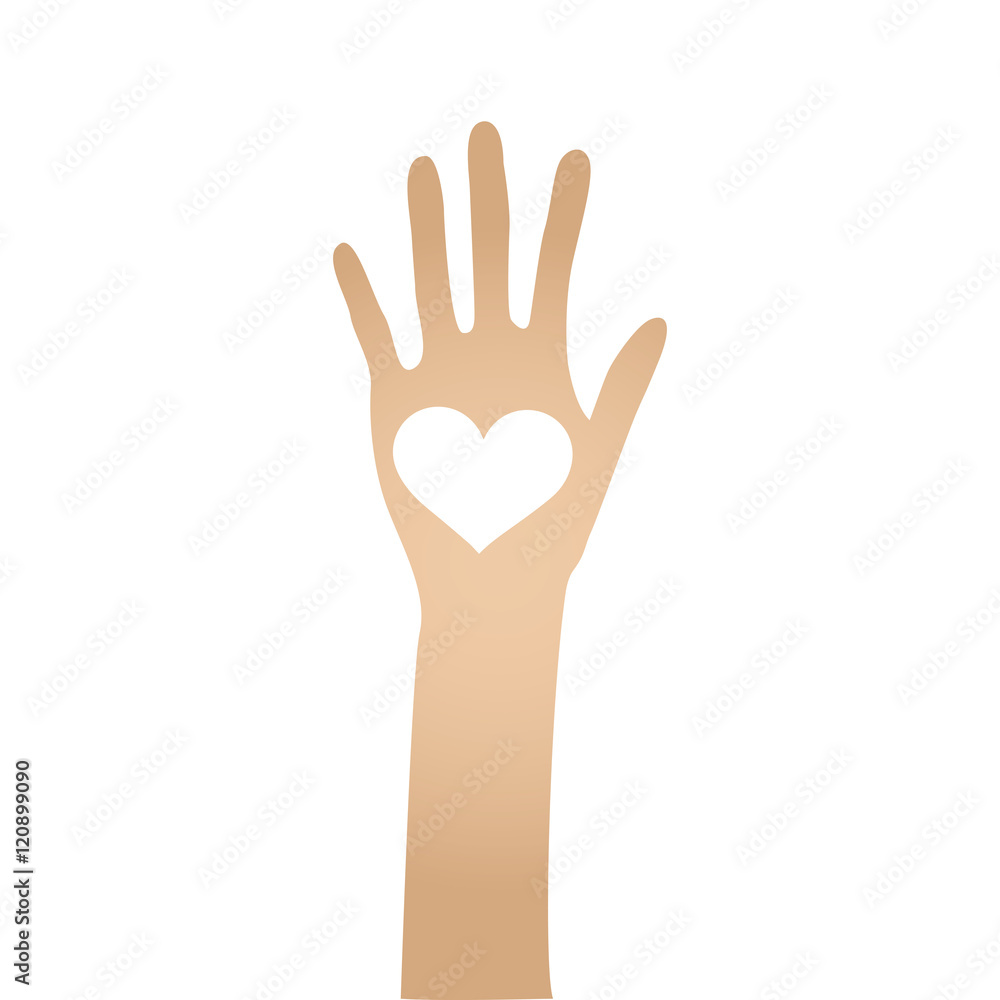 Fototapeta premium human hand with heart shape in palm. vector illustration