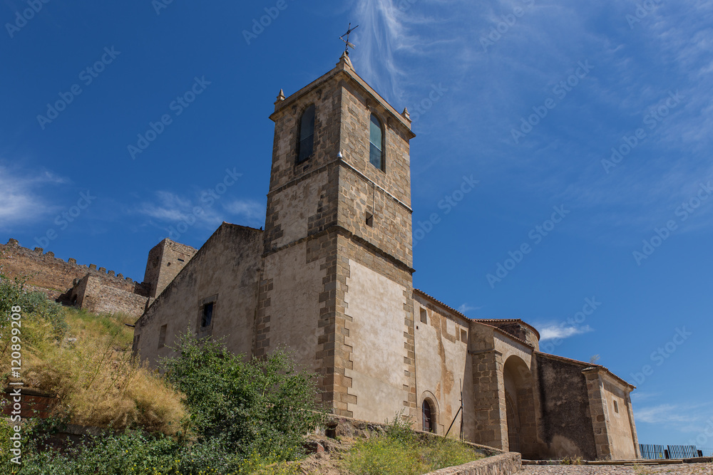 Fototapeta premium Church of Santiago located next to the castle of Medellin. Extremadura. Spain.