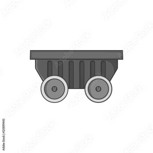 Mining cart icon in black monochrome style on a white background vector illustration