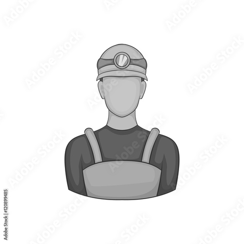 Coal miner icon in black monochrome style on a white background vector illustration
