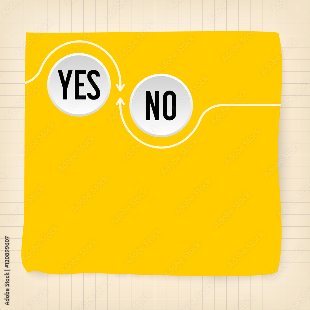 Yellow slip of paper and the words yes, no Stock Vector Adobe Stock
