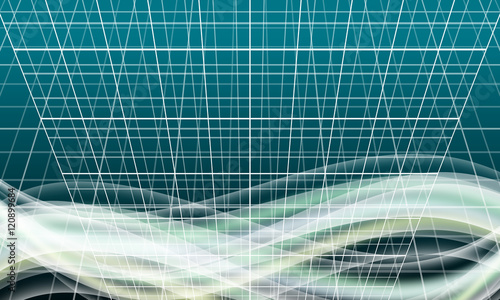 Vector abstract background with grids and waves