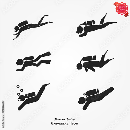 Vector scuba diving icons set