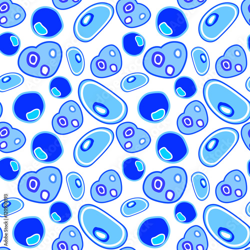 Blue pattern with abstract doodle shapes