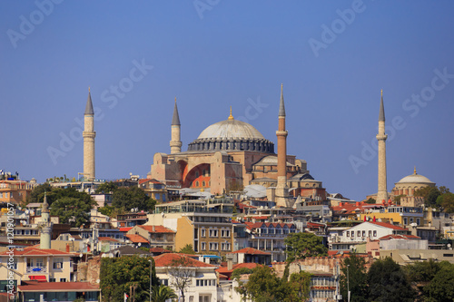 Canvas Print Istanbul, Turkey - September 15, 2016: Hagia Sophia view from Bosphorus, once it