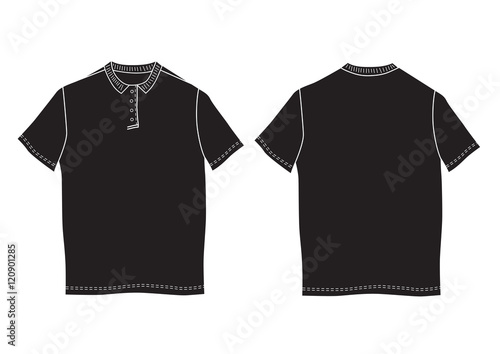 Vector illustration polo shirt template. Front and back views. Short sleeve