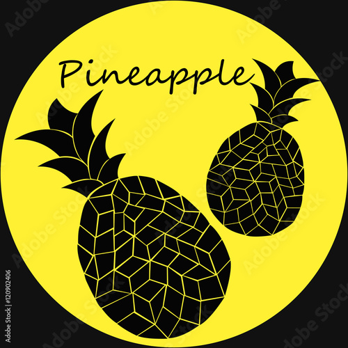 Black Flat Pinapples with Text photo