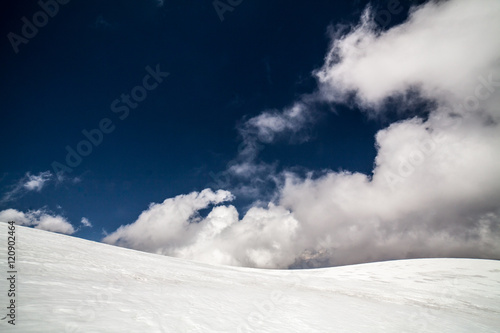 Ice, snow, sky and mountains at Pamir