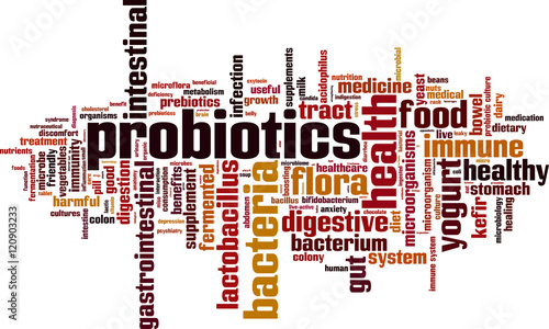Probiotics word cloud concept. Vector illustration