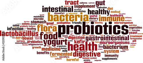 Probiotics word cloud concept. Vector illustration