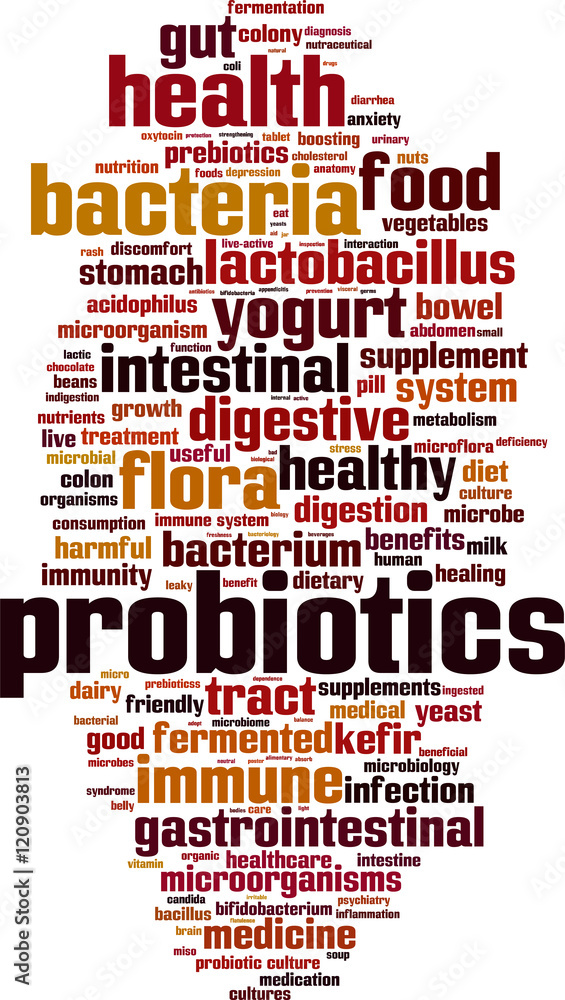 Probiotics word cloud concept. Vector illustration Probiotics word cloud concept. Vector illustration