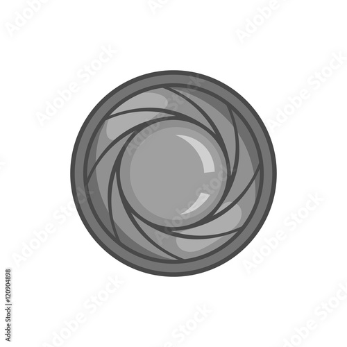 Eye of camera icon in black monochrome style isolated on white background. Photography symbol vector illustration
