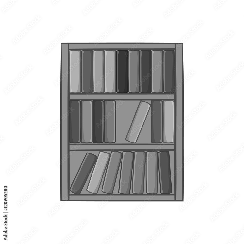 Shelf of books icon in black monochrome style isolated on white background. Reading symbol vector illustration Shelf of books icon in black monochrome style isolated on white background. Reading symbol vector illustration