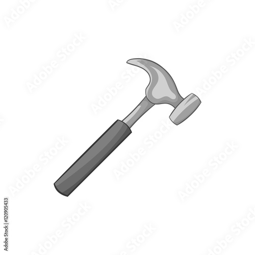 Hammer icon in black monochrome style isolated on white background. Construction symbol vector illustration
