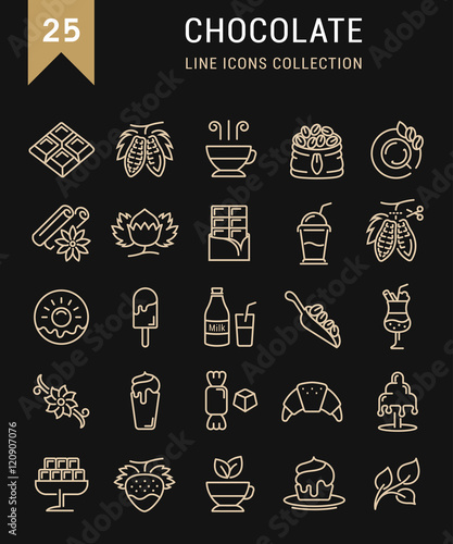 Set Vector Flat Line Icons Chocolate