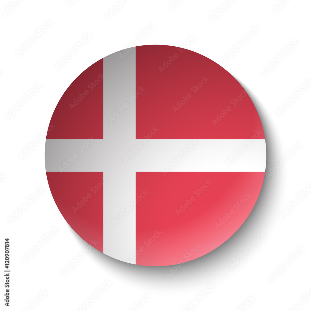 White paper circle with flag of Denmark. Abstract illustration White paper circle with flag of Denmark. Abstract illustration