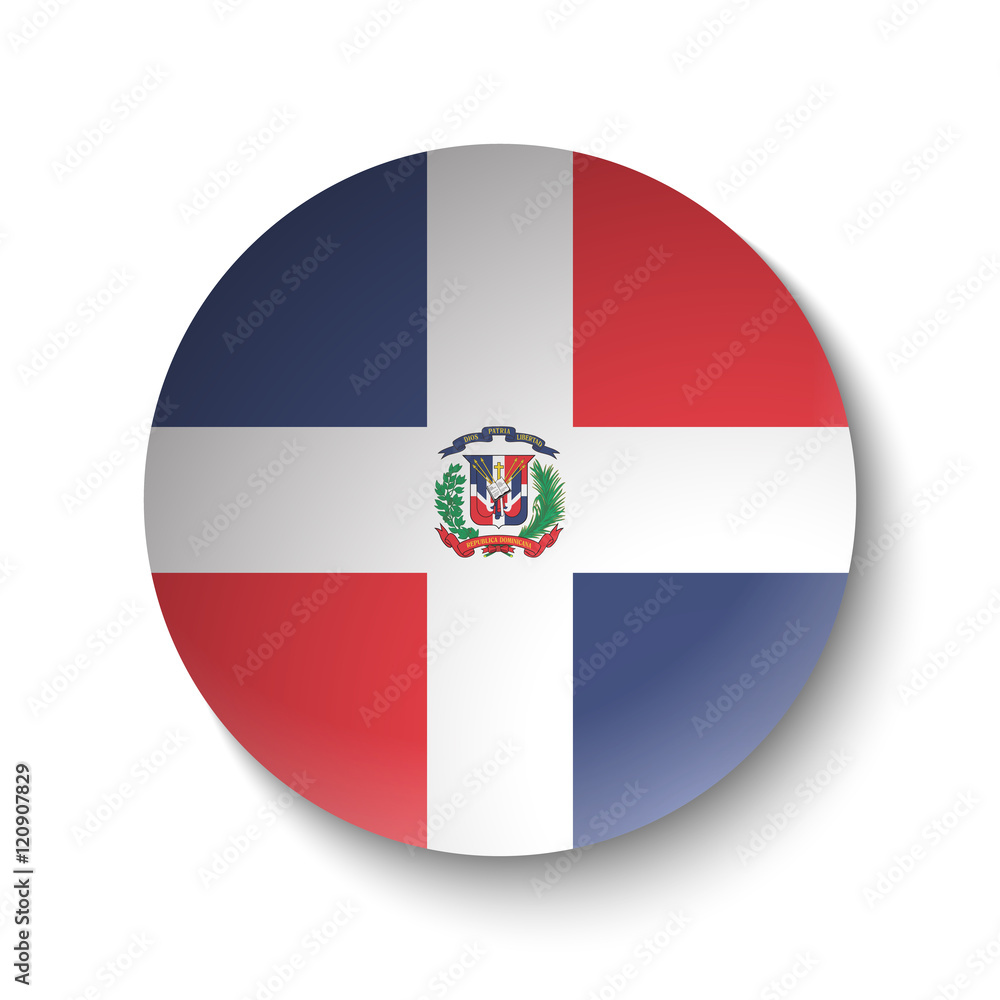 Naklejka premium White paper circle with flag of Dominican Republic. Abstract illustration