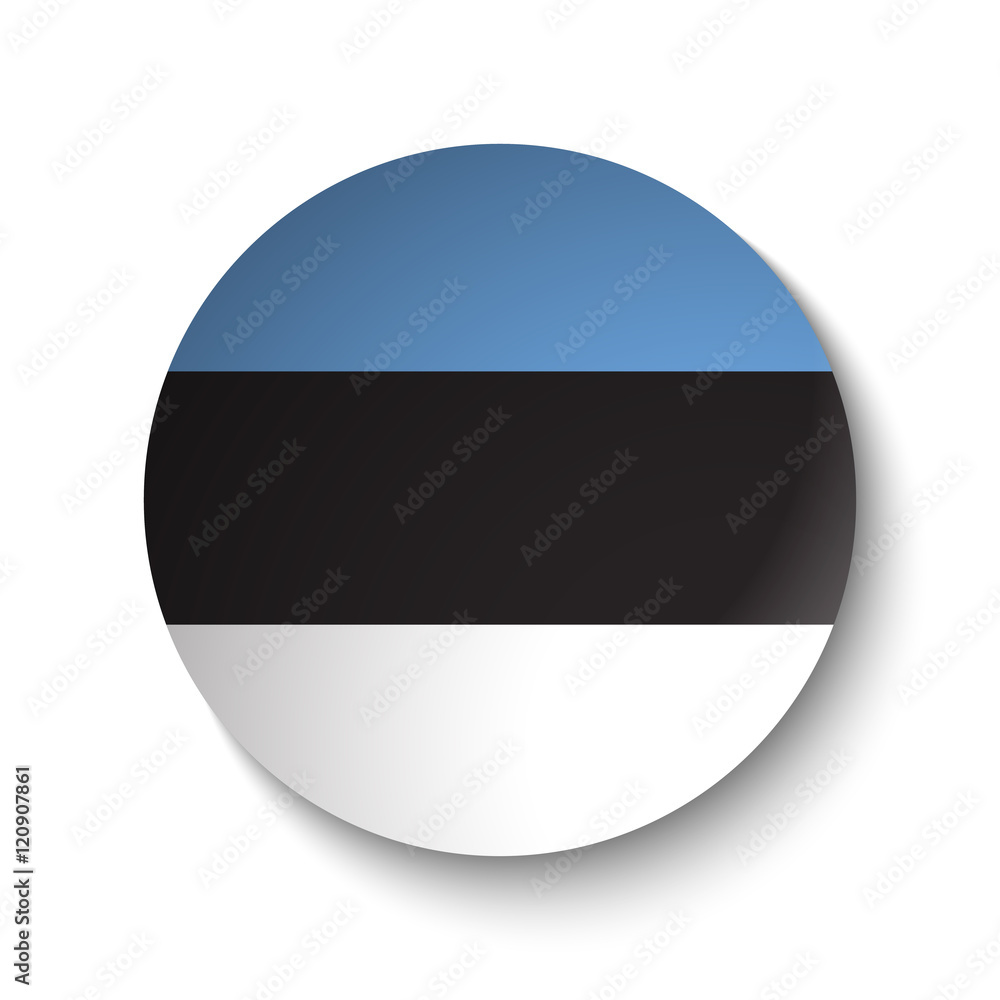 Fototapeta premium White paper circle with flag of Estonia. Abstract illustration