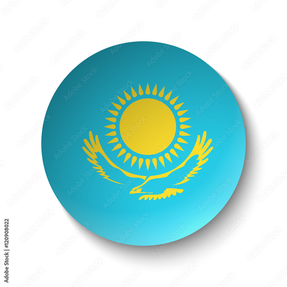 Fototapeta premium White paper circle with flag of Kazakhstan. Abstract illustration