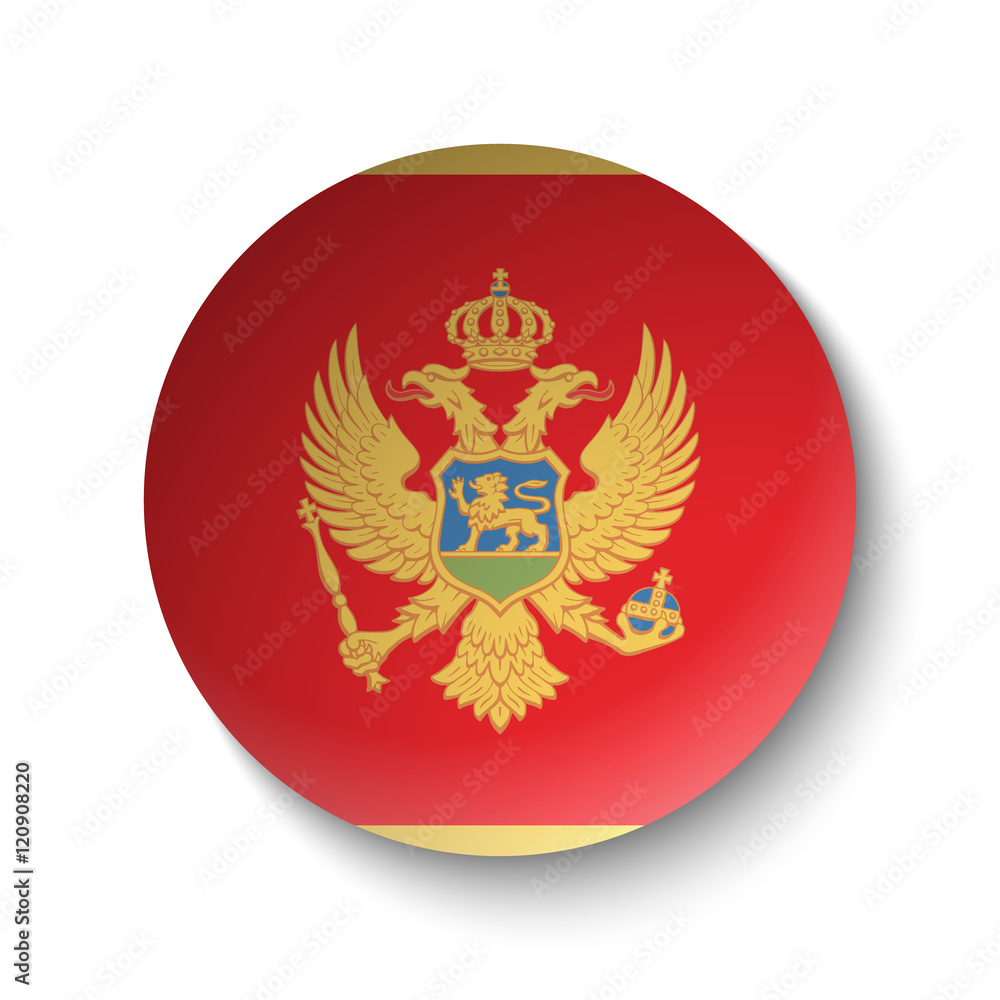 White paper circle with flag of Montenegro. Abstract illustration White paper circle with flag of Montenegro. Abstract illustration