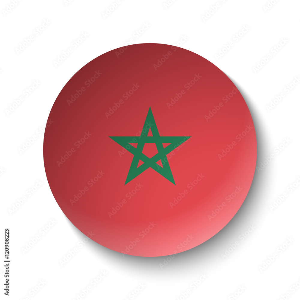 White paper circle with flag of Morocco. Abstract illustration White paper circle with flag of Morocco. Abstract illustration