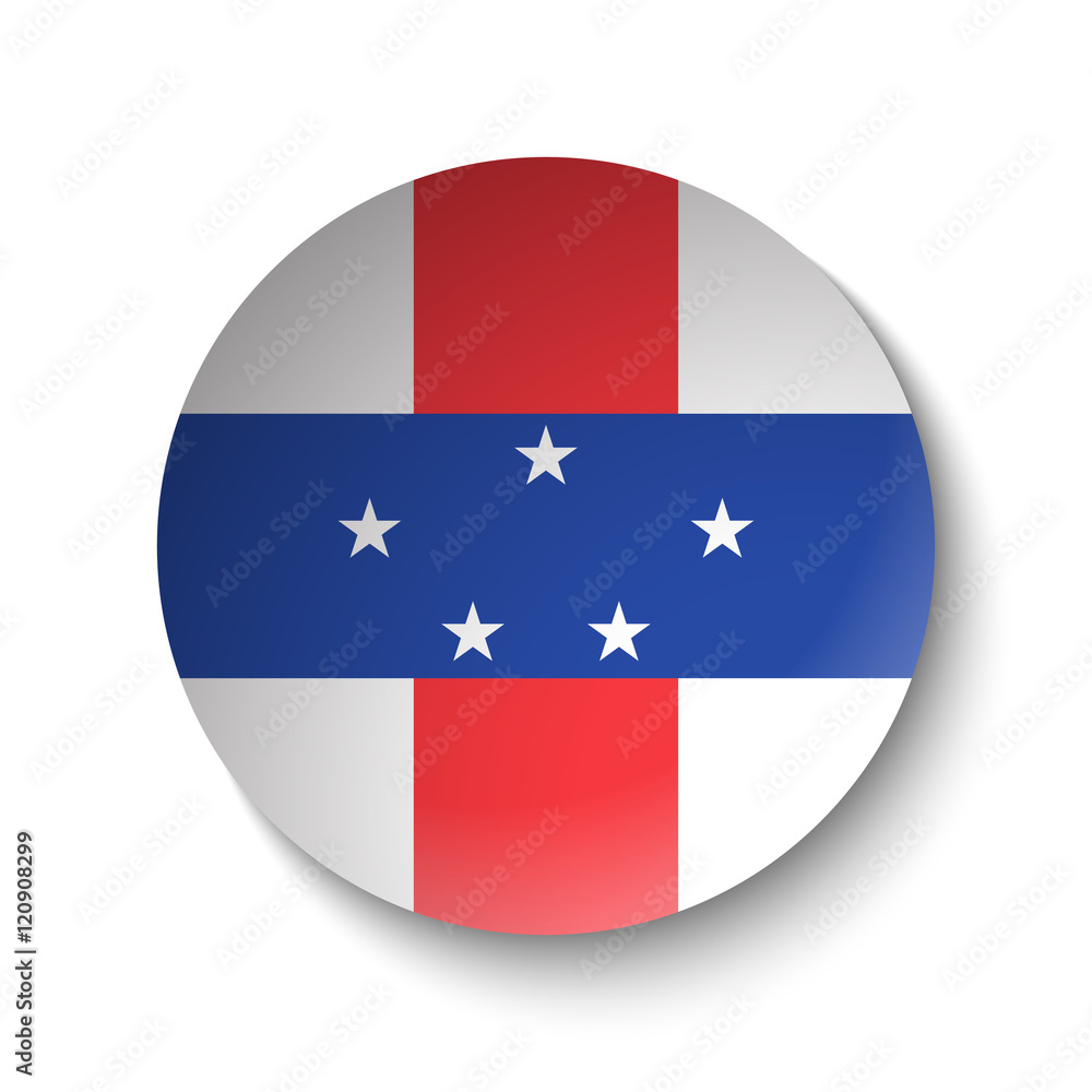 White paper circle with flag of Netherlands Antilles. Abstract illustration White paper circle with flag of Netherlands Antilles. Abstract illustration