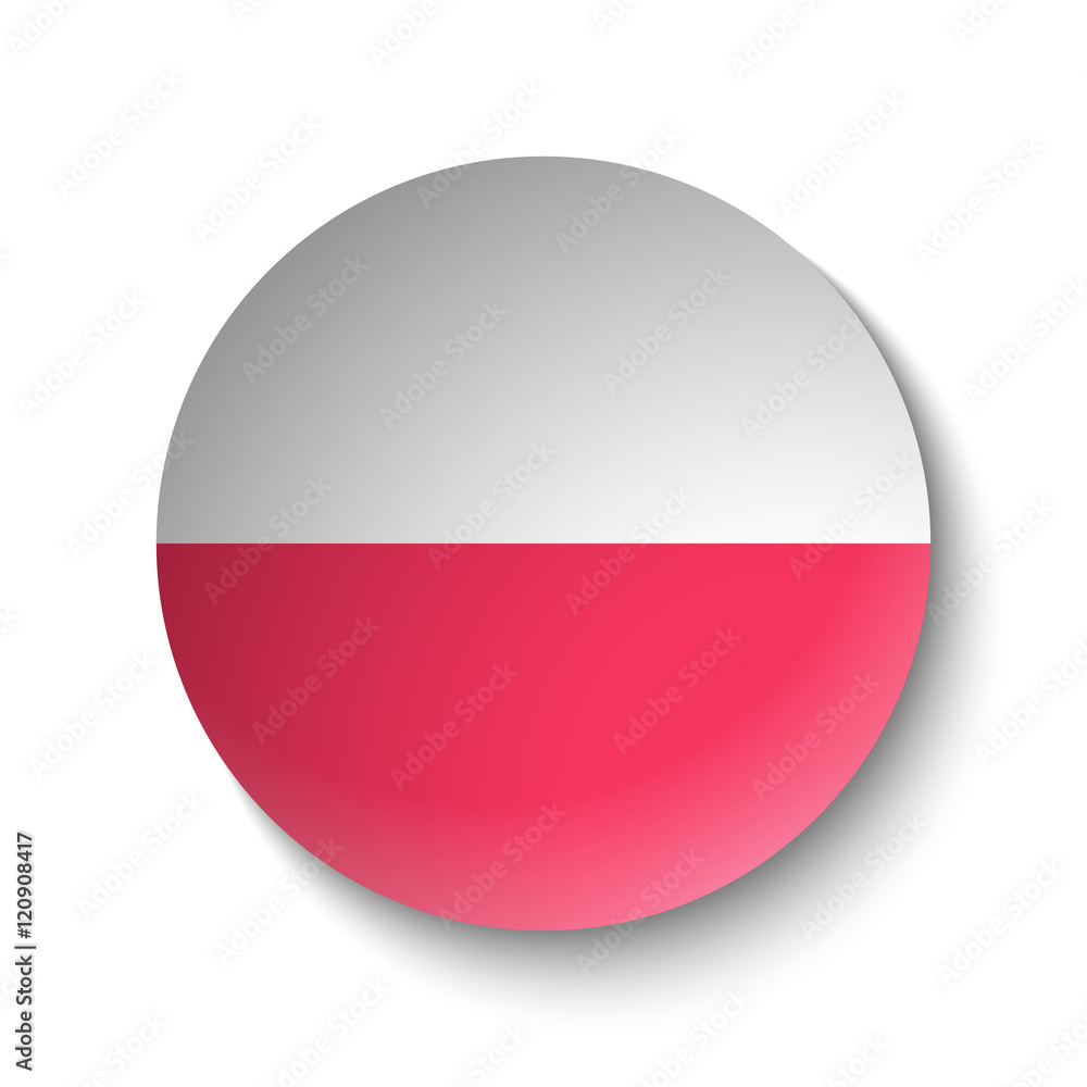 White paper circle with flag of Polland. Abstract illustration White paper circle with flag of Polland. Abstract illustration