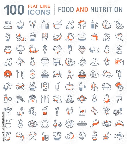 Set Line Icons Food