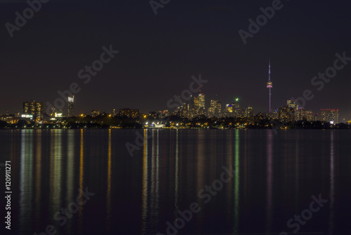 Famous Toronto City night view from lake shore west