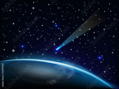 Meteorite falling on earth vector image web template
