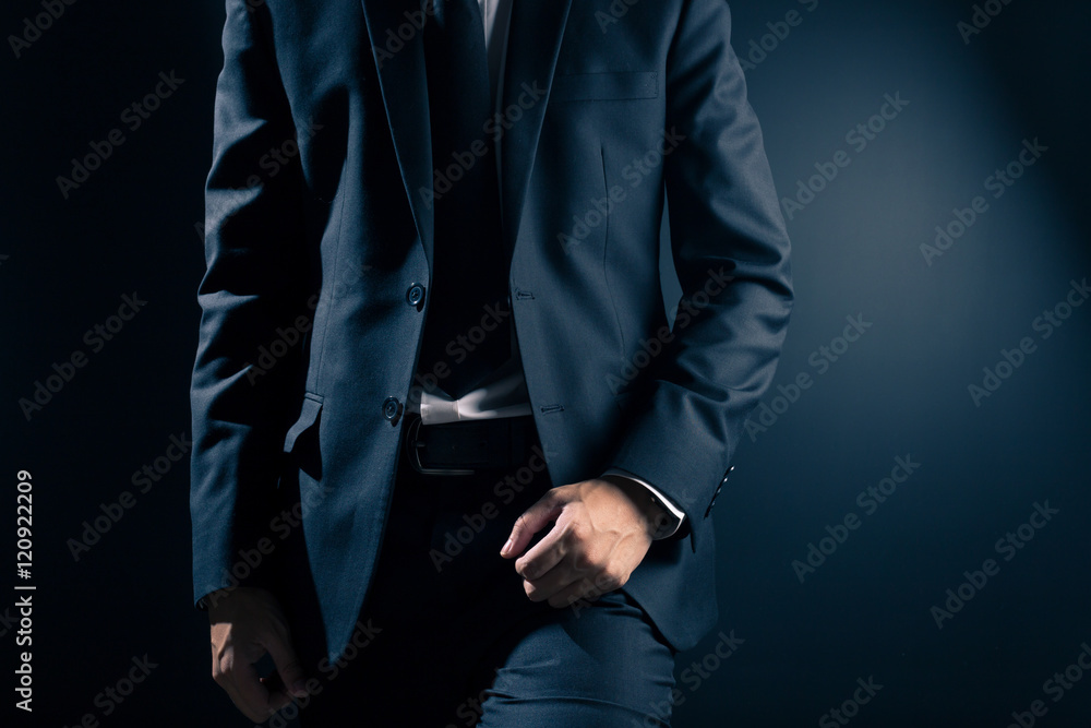 Businessman in Black Suit on Isolated Background Businessman in Black Suit on Isolated Background