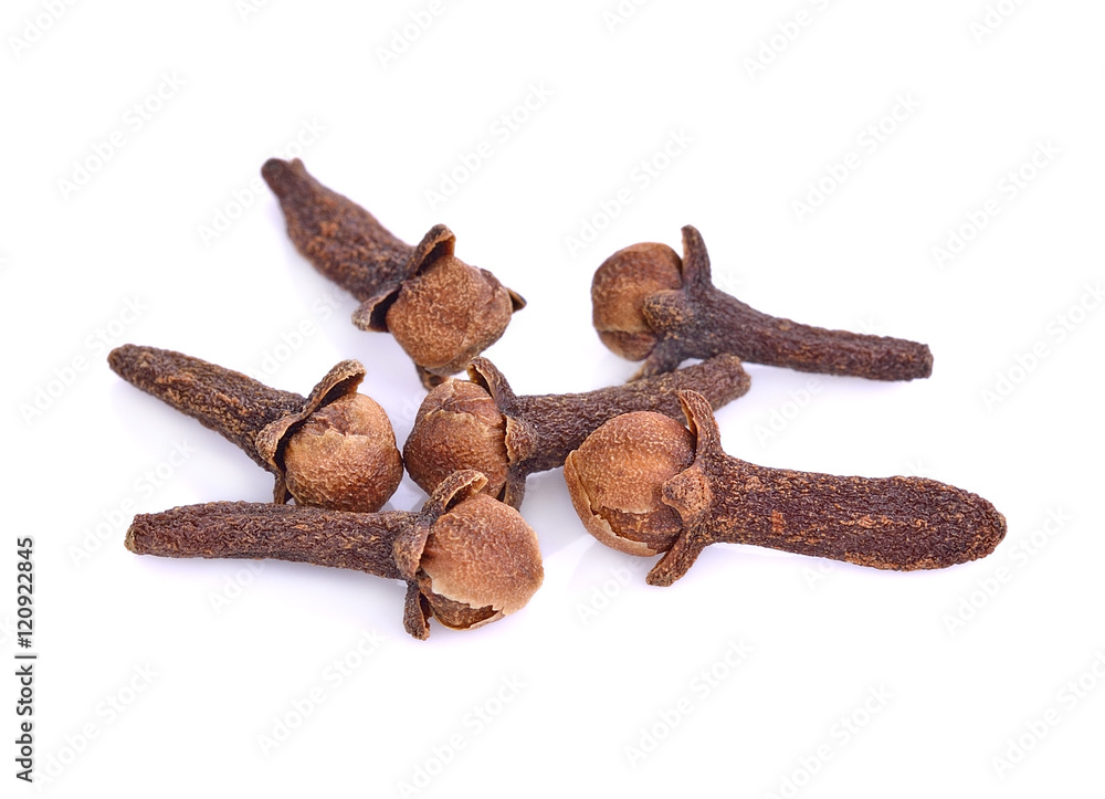 Spice cloves on white background Spice cloves on white background